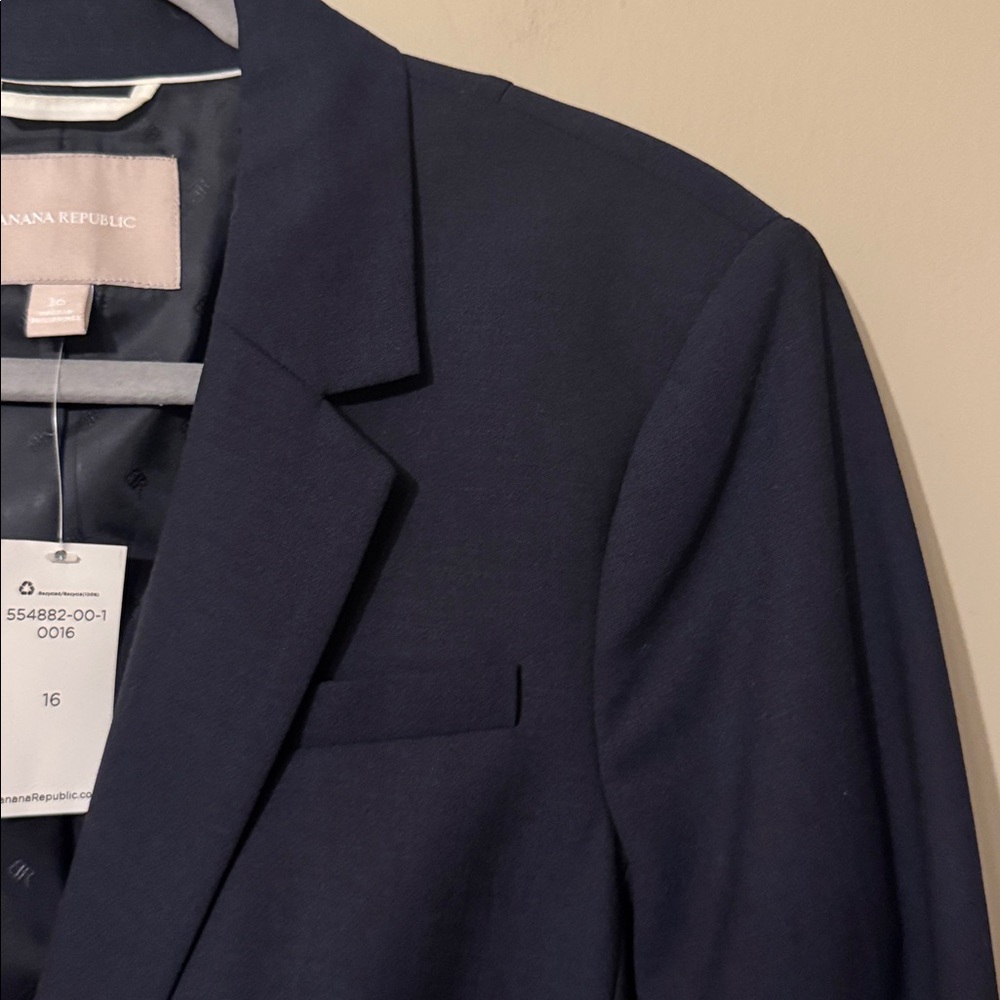 NWT- Banana Republic Refined wool blazer, navy blue, size 16 - Picture 3 of 12